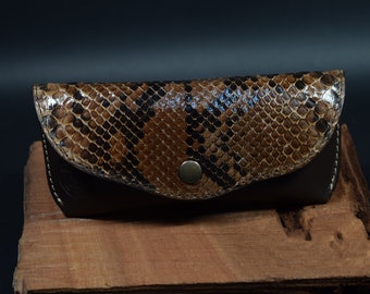 Handmade Genuine Python skin Glasses Case – Brown, Ray Ban Style