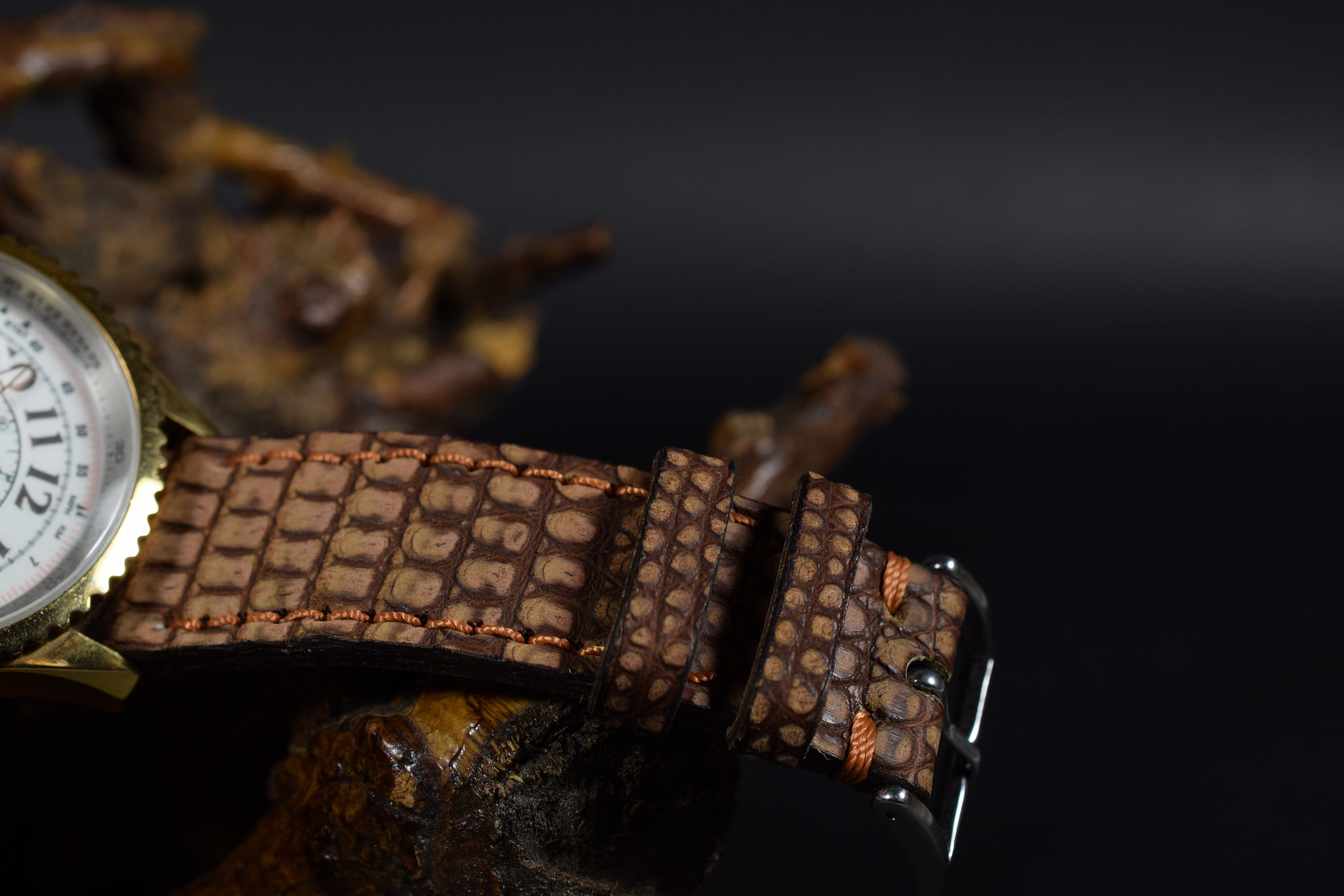Cinturino Orologio Pelle Di Lucertola Marrone Fatto A Mano – Larghezze 17-23 Mm Personalizzate