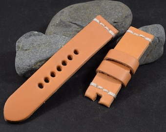 Handgefertigtes Armband aus Leder in Creme-Braun, 22/22-115/75 mm Panerai Style (593)