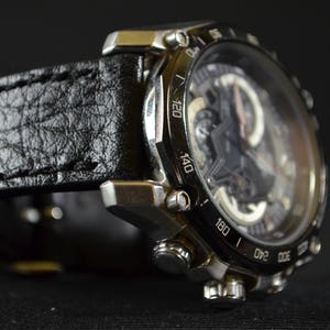 MA watch strap  22 20 18 mm Black I Genuine Carabu Leather handmade band fits Breitling Rolex Omega Seiko etc