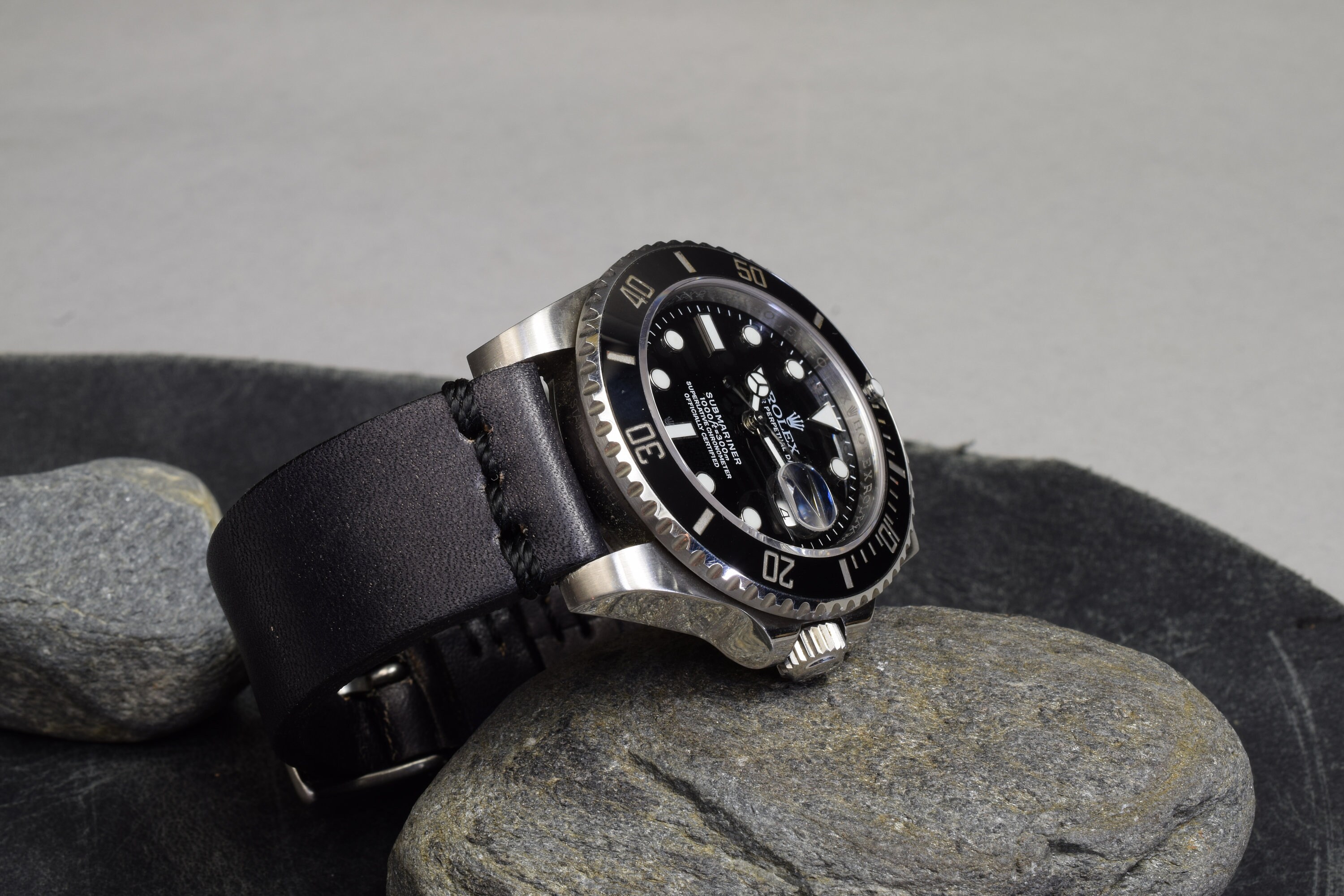 Cinturino Per Orologio In Vera Pelle Nera, 18 Mm, Stile Militare, Unico Pezzo, Qualità UK