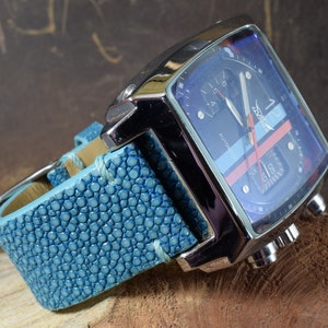 MA watch strap 22 20 18 mm genuine Stingray skin Band Turquoise Handmade Spain fits Breitling Rolex Omega etc