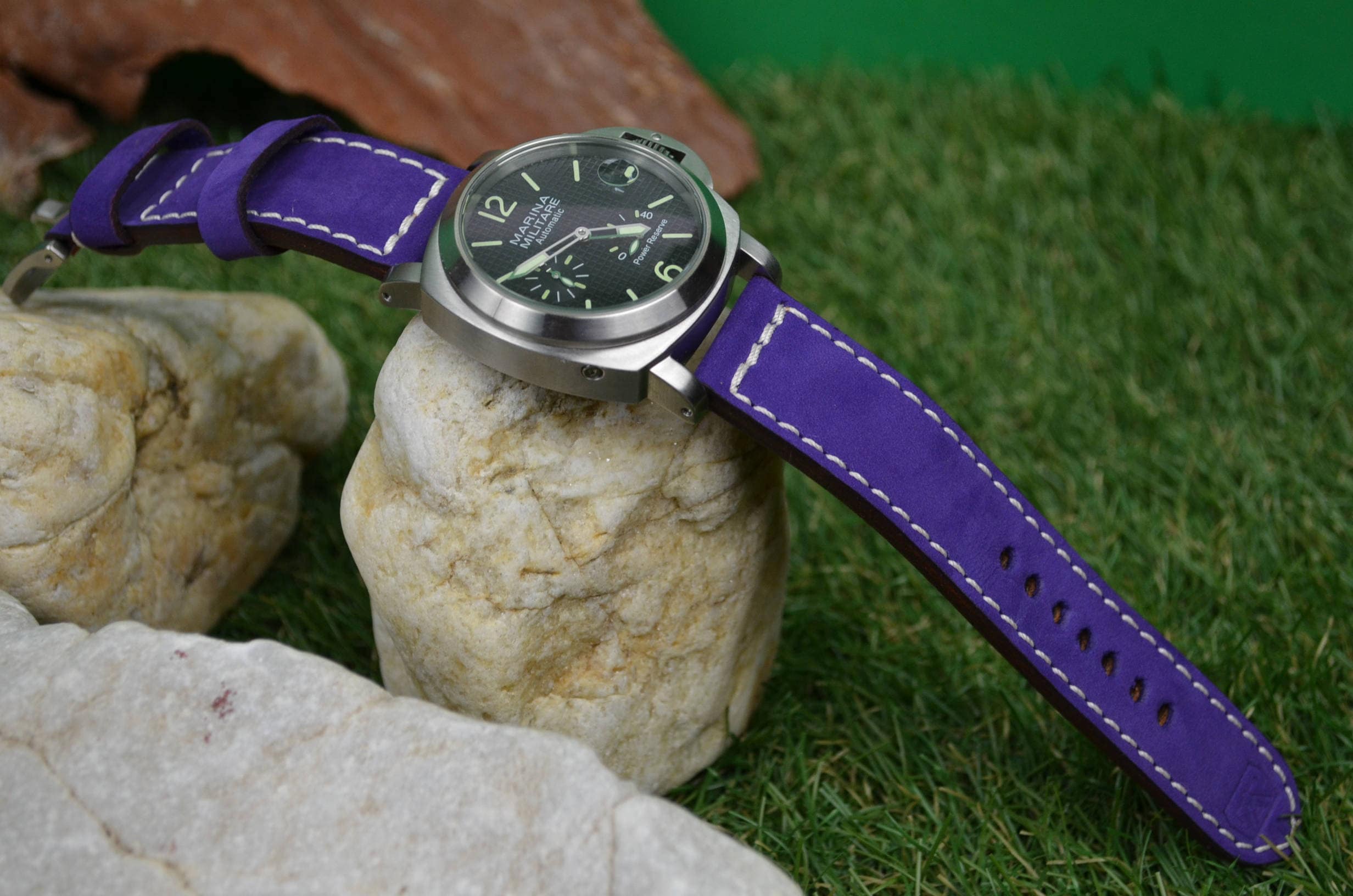 MA Watch Strap 24 Mm Calf Soft NUBUK Leather Spring Violet 2 Fits