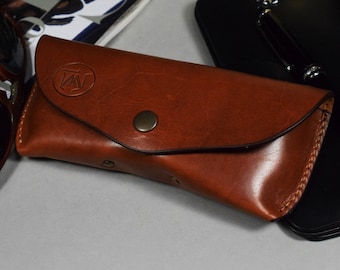 Handmade Leather Glasses Case - Havana Brown, Ray Ban Style
