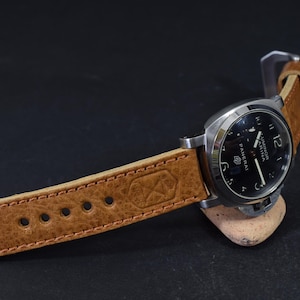 MA watch strap 26 24 mm Brown X MAS II genuine vintage leather fits Panerai etc handcrafted by atelier Mansarea - Spain
