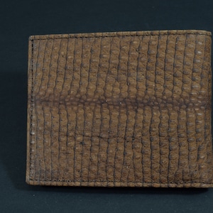 Portemonnee Bifold Heren Bruin Echt Hagedisleer Leer Nr. 39 Handgemaakt Spanje