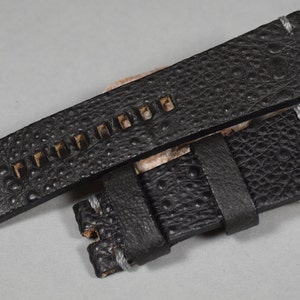 MA watch strap for SevenFriday 28/24 mm 125/80 mm Genuine Toad Skin Band Anthracite Black Handmade Spain