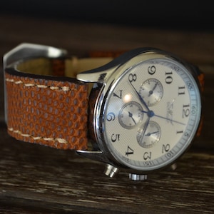MA 時計ストラップ 26 24 22 mm 純正 LIZARD スキン キャメル ブラウン マット II パネライ ブライトリング ロレックス オメガなどに適合 ハンドメイド スペイン製
