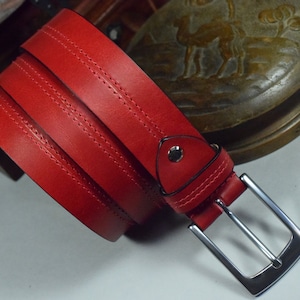 MA Ledergürtel Männer 35 mm Sutura Red handgemachte echte Kalbsleder Gürtel Mann Geschenk für ihn Mode Handmade Spanien