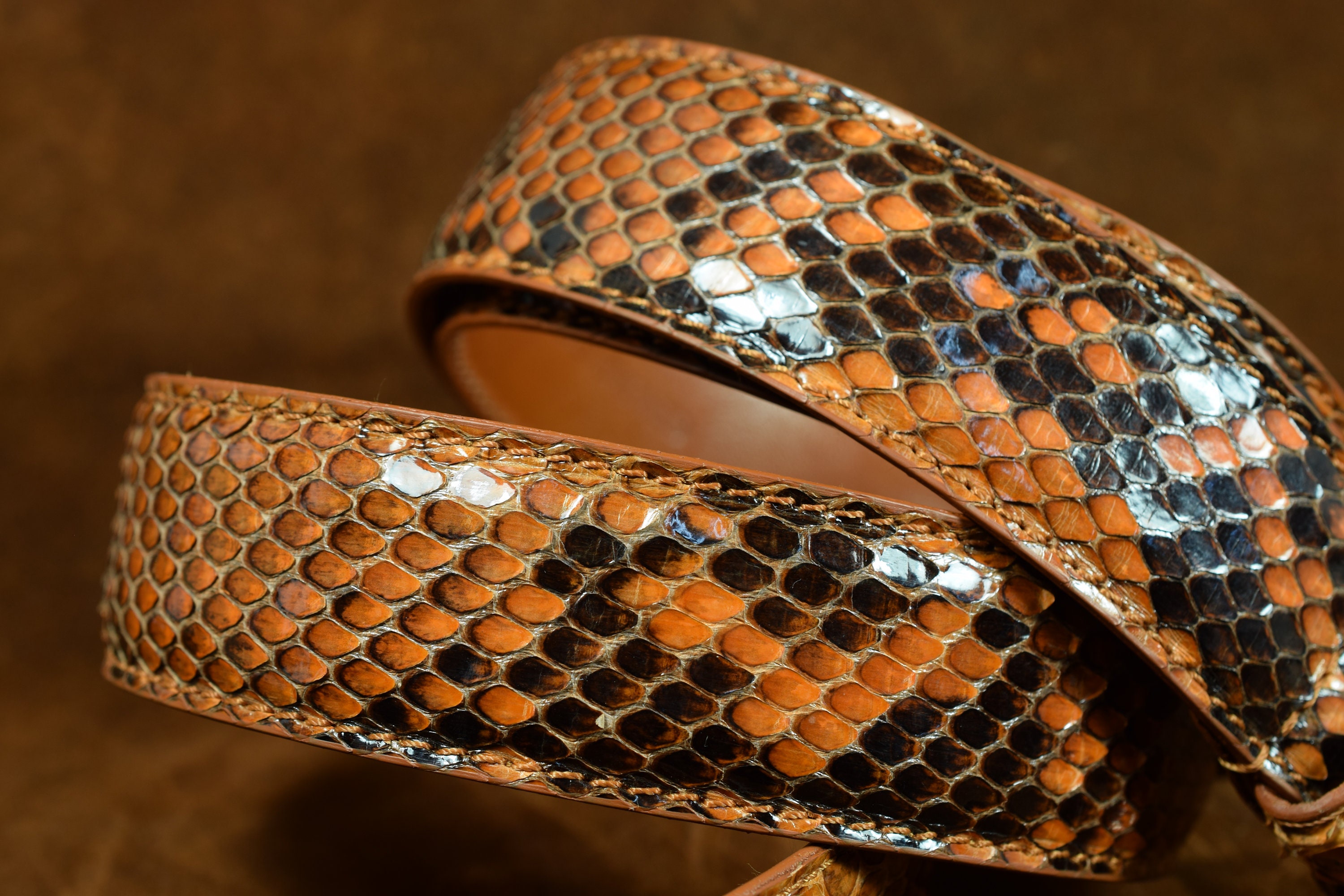 Handmade Honey Brown Python Skin Leather Belt, 35mm Dress Belt - Etsy