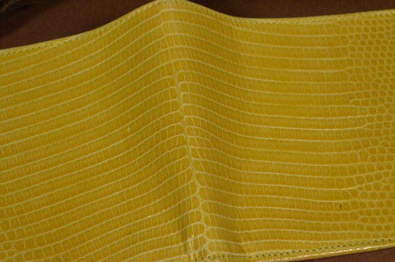 Wallet Bifold Men With Coin Pocket Genuine Lizard Yellow