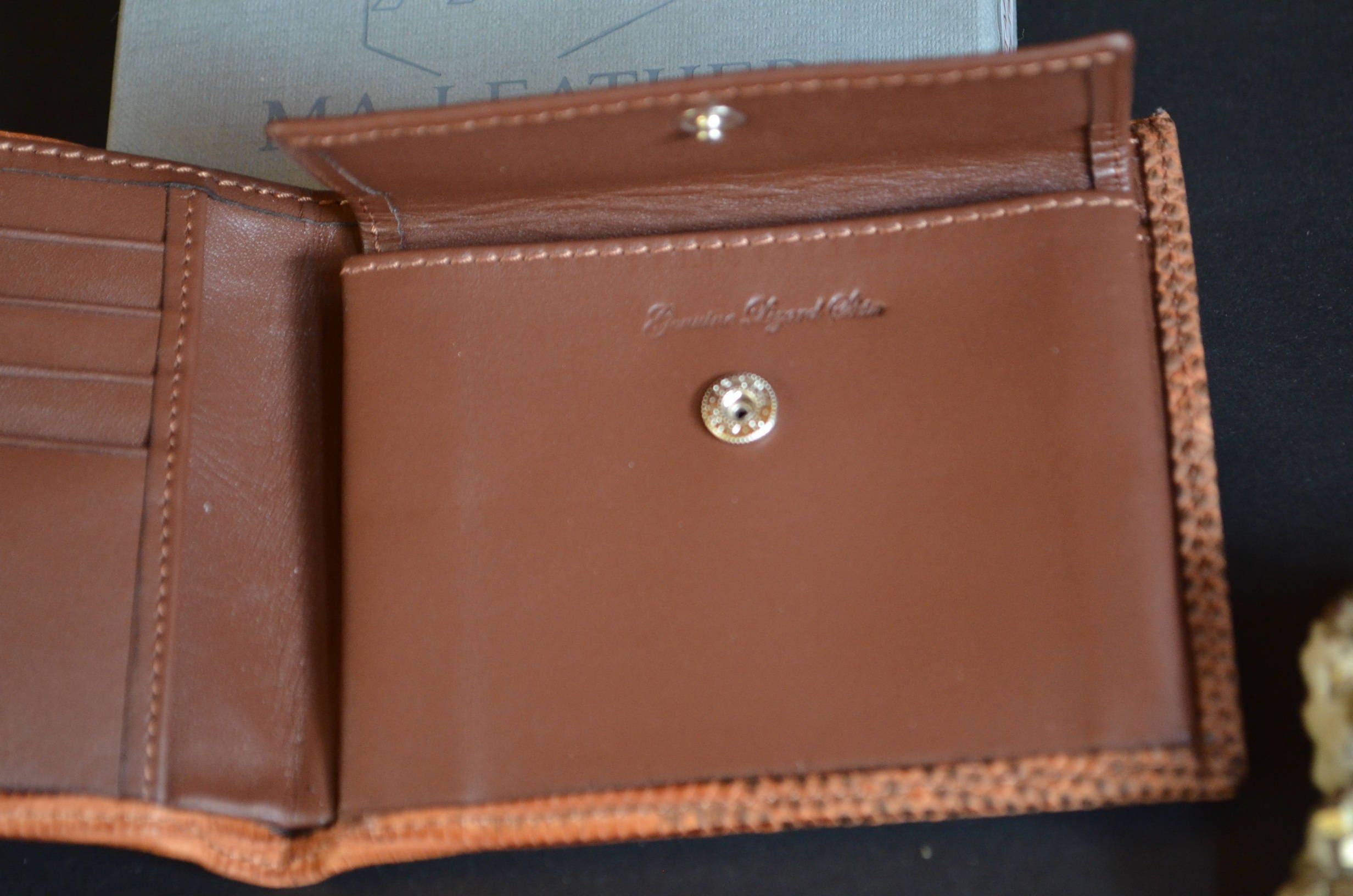 Wallet Bifold With Coin Pocket Brown Camel Vintage Genuine
