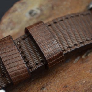 MA watch strap 26 24 22mm Genuine LIZARD skin Coffee Brown Matte fits Panerai Breitling Rolex Omega etc Handmade Spain image 8