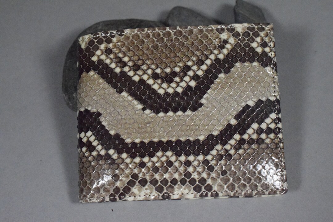 Python Cowboy Wallets Wallet Bifold With Coin Pocket for Men Genuine Python Snake Grey Black ...