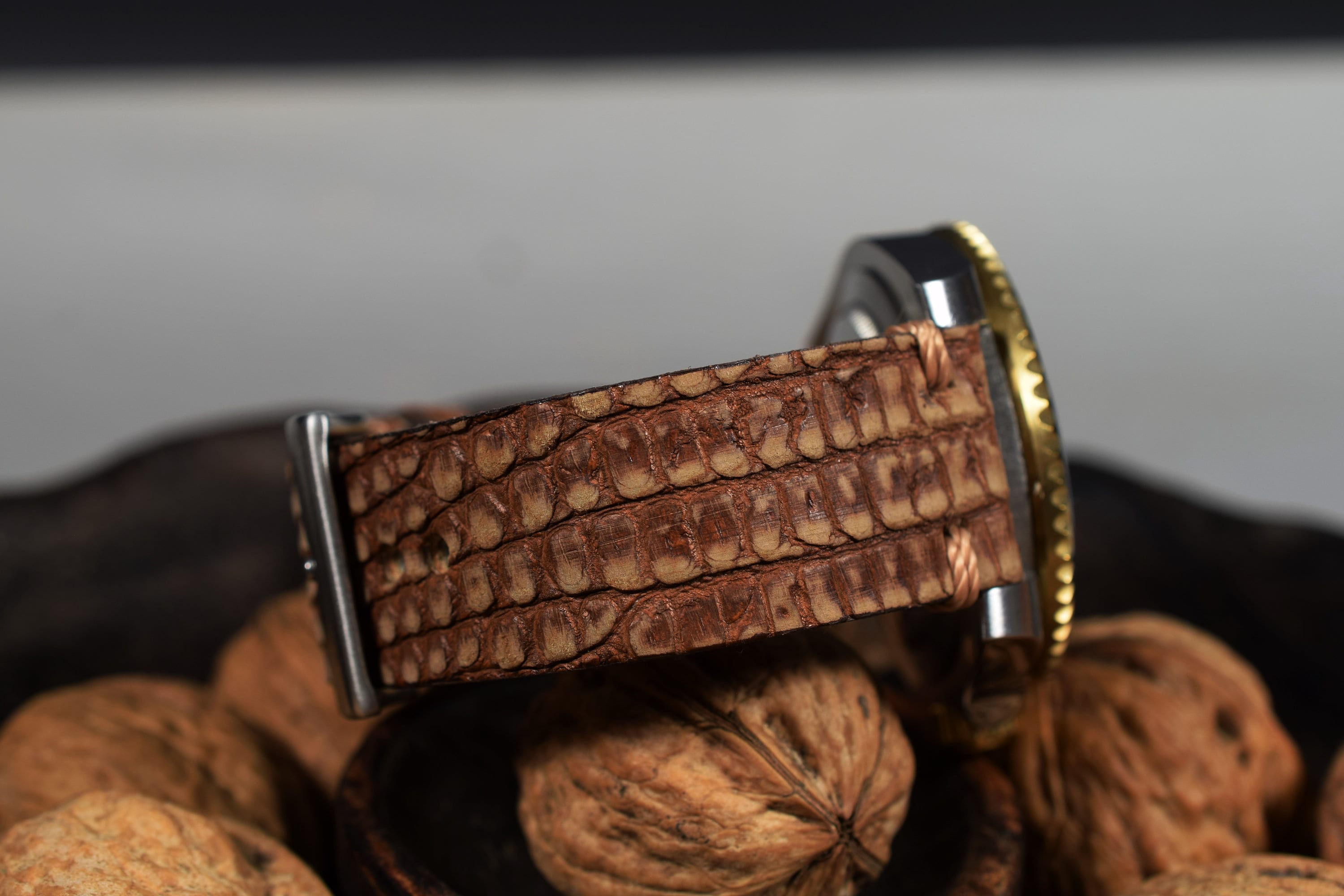Bracelet De Montre En Cuir Lézard Beige 18mm - Neuf Sans étiquette - Générique