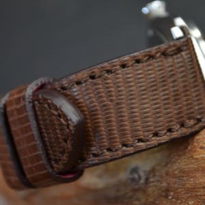 MA watch strap 26 24 22mm Genuine LIZARD skin Coffee Brown Matte fits Panerai Breitling Rolex Omega etc Handmade Spain image 3