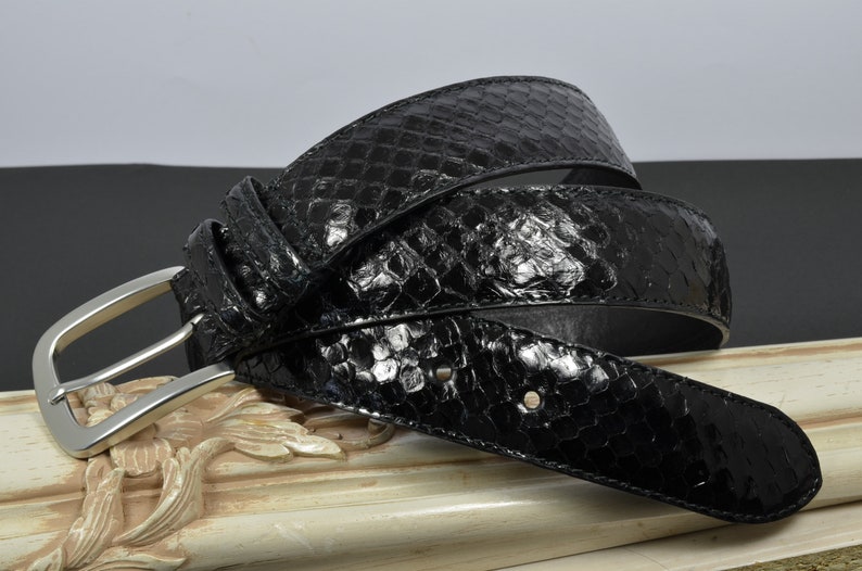 MA Leather Belt Men 35 Mm Handmade Genuine Python Snake Skin | Etsy