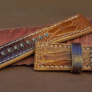 MA watch strap for SevenFriday 28/24 mm 125/80 mm Genuine Ostrich Leg Skin Band Walnut Brown Handmade Spain