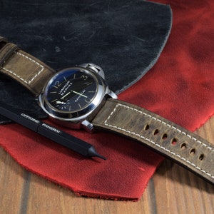 MA watch strap 26 24 22 mm Cedar Brown Corium 4 Genuine Vintage Calf Leather Band fits Panerai etc handcrafted by Atelier Mansarea - Spain