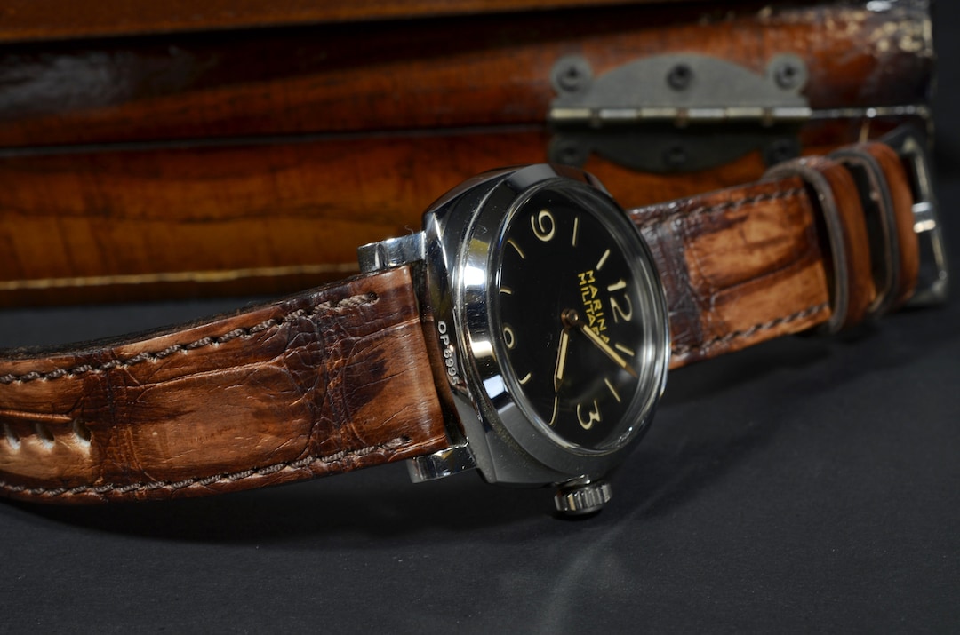 Bracelet De Montre En Cuir 22 Mm Marron Miel - Pour Panerai Et Autres Montres