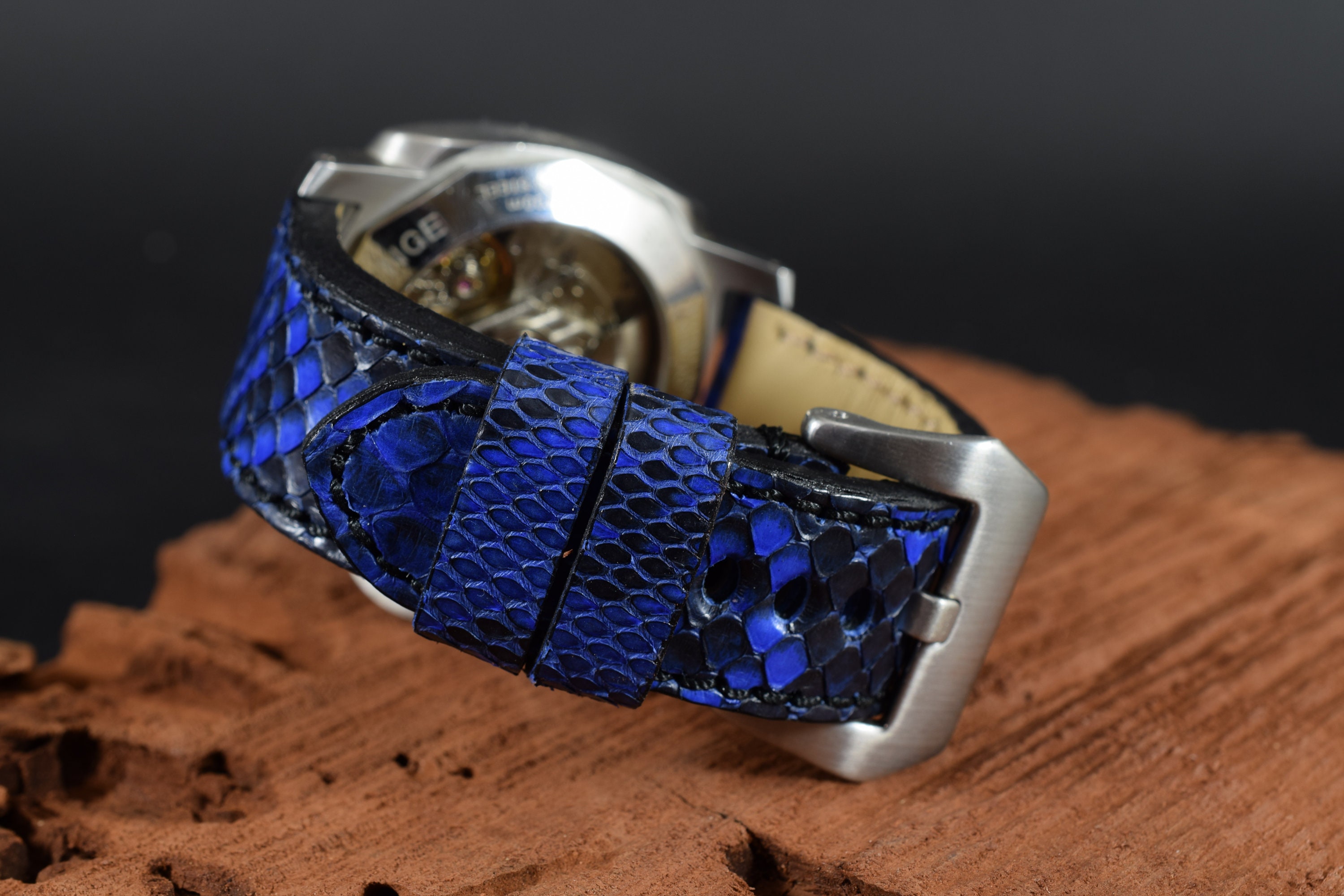 Blue Genuine Python Watch Strap 24/22mm, Handmade Leather Band - Etsy