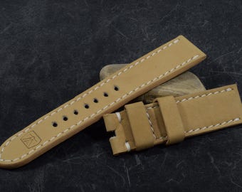 Handmade Nubuck Leather Watch Strap, Light Beige, 22/22-130/80 mm Panerai Style (619)