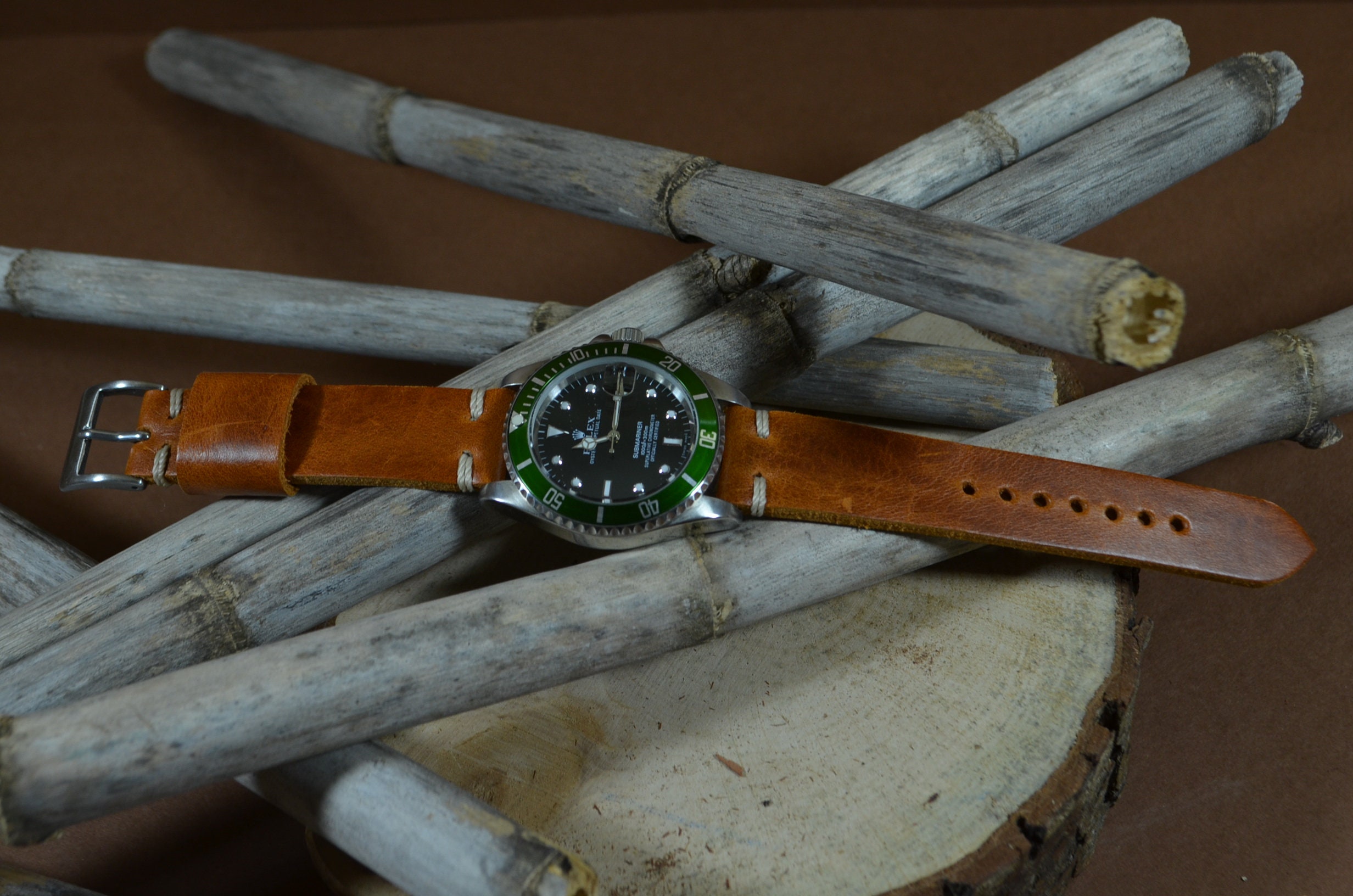 Myledershop Cinturino Per Orologio In Pelle Di Vitello 22mm - Made In Germany, Marrone, Fibbia Oro, MJ-Design-Germany, Lunghezza 19,2 Cm, Con Istruzioni Di Montaggio - 3