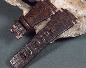 Handmade Vintage Leather Watch Strap Destroyer III for Bell & Ross BR01/03 - 24mm