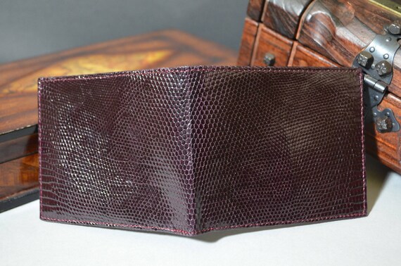 MA Cuero Piel de Borgoña Cartera brillante - Etsy España