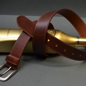 Handgefertigter Brauner Ledergürtel, Klassischer Kalbsledergürtel (35 mm)