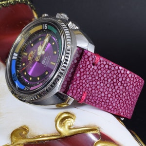 MA watch strap  22 20 18 mm genuine Stingray skin Band Pink Handmade Spain fits Breitling Rolex Omega etc