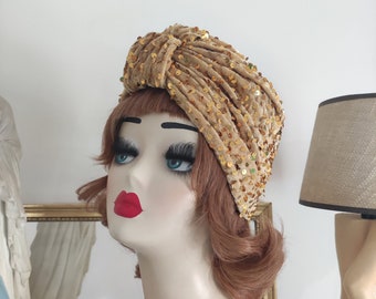 Headwrap Sequined Gold Handmade Woman