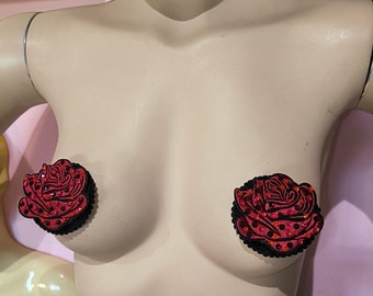 Burlesque Pasties Roses Strass