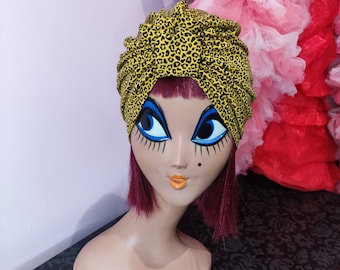 Headwrap Leopard Cotton Woman Handmade