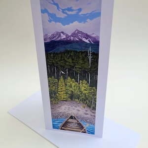 Cartes d'art canoë, forêt et montagnes // 2 cartes ou plus // Vous choisissez // Cartes de voeux vierges