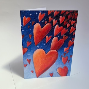 Cartes d'art coeurs rouges // 2 cartes ou plus // Au choix // Cartes de voeux vierges // Cartes de Saint-Valentin