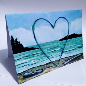 Cartes d'art coeur sur la plage // 2 cartes ou plus // Carte coeur Tofino // Cartes de mariage vierges // Cartes de voeux