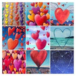 Jeu de cartes coeur // 9 cartes artistiques