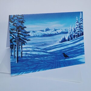 Cartes artistiques d'hiver sur les pentes de ski // 2 cartes ou plus // Au choix // Cartes de voeux d'hiver // Cartes artistiques des Fêtes