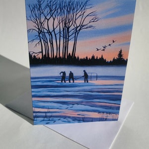 Pond Hockey Art Cards // 2 Cards or More // You Choose // Winter Greeting Cards // Holiday Cards