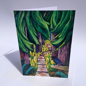 Cartes d'art Le corbeau sur le sentier forestier // 2 cartes ou plus // Au choix // Cartes de voeux vierges