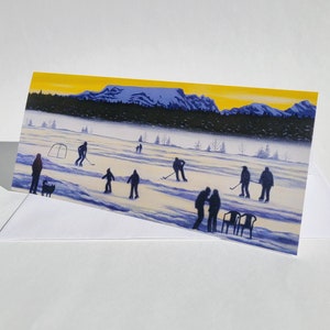Cartões de arte de hóquei de lagoa // 2 cartões ou mais // Você escolhe // Cartões de Natal // Cartões de felicitações de inverno