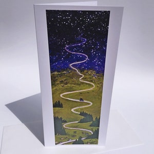 Biker Riding Towards the Stars Art Card // Blank Greeting Card image 1