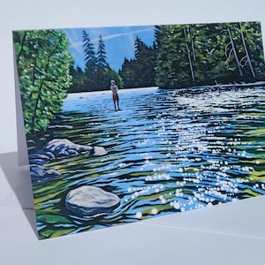 Cartes d'art nageur de rivière // 2 cartes ou plus // Au choix // Cartes de voeux vierges