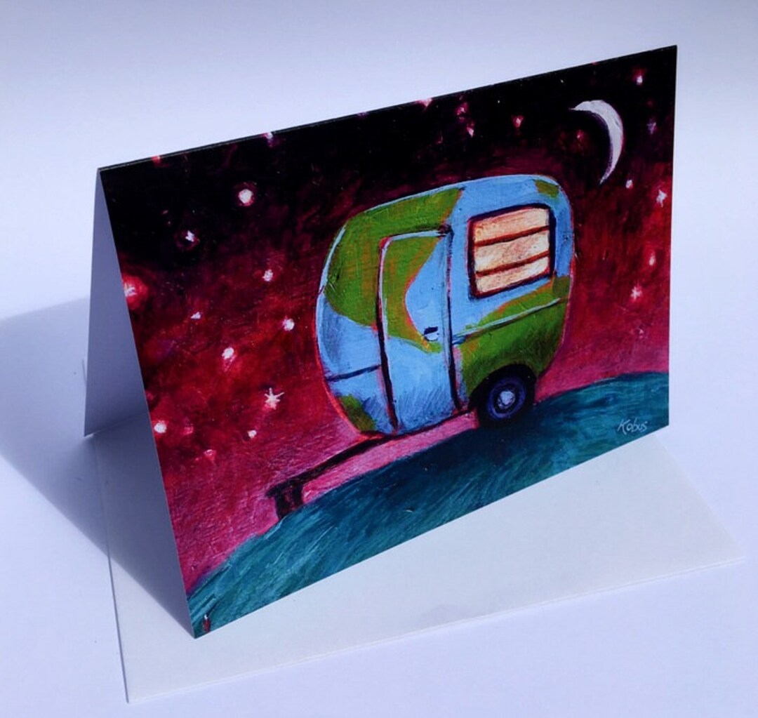 Boler Painted as Earth Art Card // Blank Greeting Card - Etsy