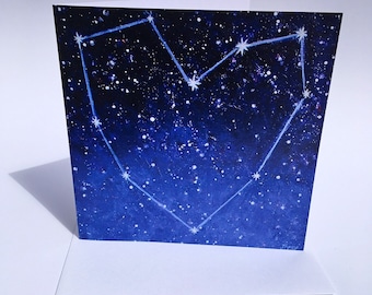 Constellation Heart // Heart Card // Valentines Day // Blank Greeting Card