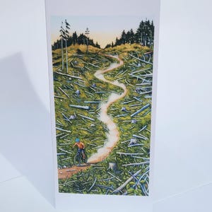 Downhill Mountain Biker Art Cards // 2 Cards or More // You Choose // Blank Greeting Cards