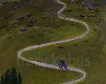 Biker on Path to the Stars Canvas Giclee // Limited Edition Print // Retirement Gift