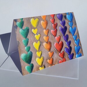 Cartes d'art chaînes coeur// 2 cartes ou plus//au choix//cartes de la Saint-Valentin//cartes coeur arc-en-ciel
