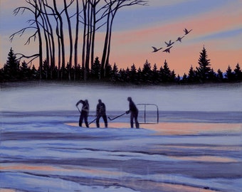 Pond Hockey Giclee on Paper // High Quality Print on Paper